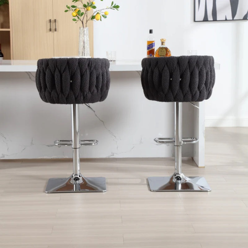 COOLMORE Vintage Bar Stools with Back and Footrest Counter Height Dining Chairs 2PC/SET-海智集-Default-