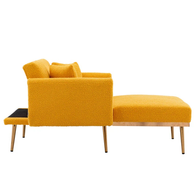 COOLMORE fashionable and classic style chaise lounge chair / accent chair for Living Room, bedroom (Mustard Teddy)-海智集-Default-