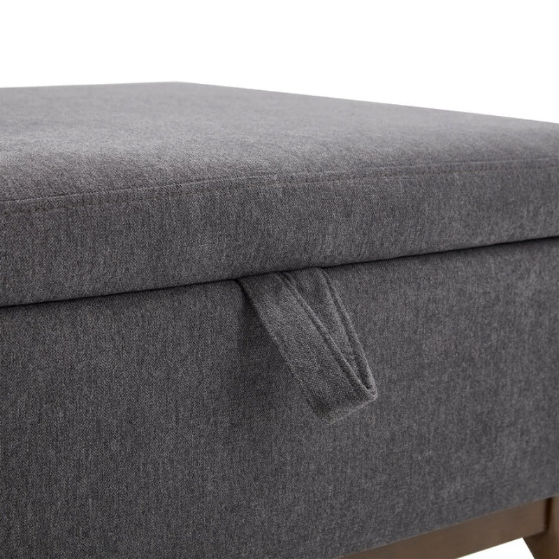 Mid-century modern square coffee table storage bench, assembled, suitable for living room, entryway and family room, used as a coffee table, stirrups, shoe bench-海智集-Default-