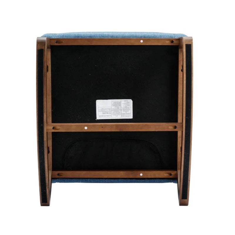 Rocking Chair, Modern Glider Chair, Recliner Armchair with Wood Legs and Side Pocket, Nursery Rocking Accent Chair with High Back for Living Room Bedroom (Blue linen)-海智集-Default-