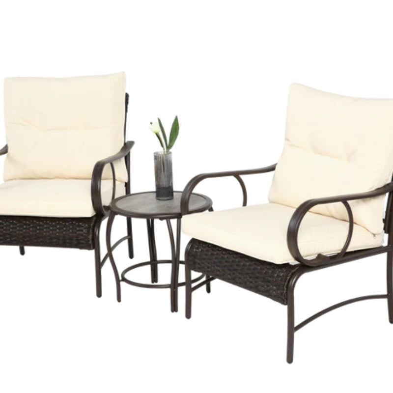 3 Pieces Patio Set Outdoor Wicker Furniture Sets Modern Rattan Chair Conversation Sets with Coffee Table-海智集-Default-