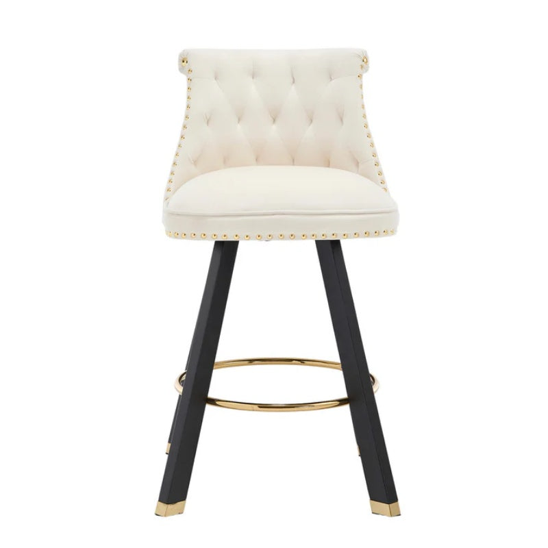 COOLMORE Set of 2,Back pull point design, velvet material, 360 degree rotation, back pull loop detachable design, rivet decoration, square foot wooden bar chair-海智集-Default-