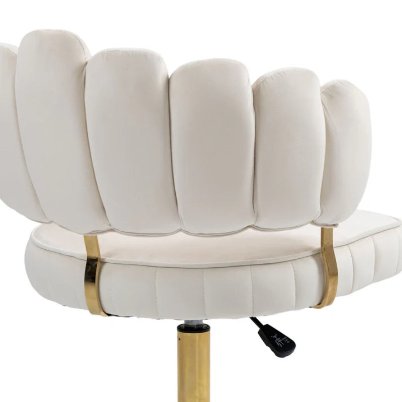 Modern Velvet Home Office Desk Chair with Wheels, Swivel, Height Adjustable, Beige-海智集-Default-