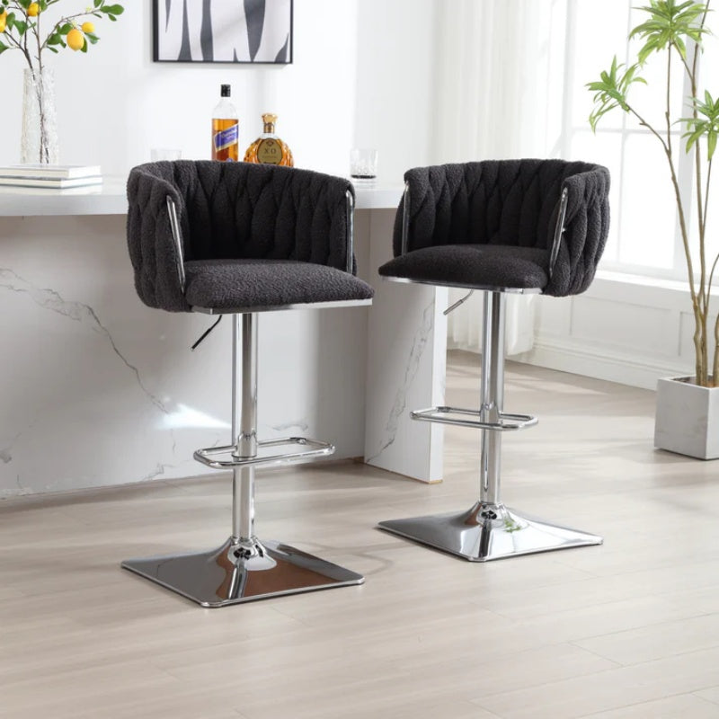 COOLMORE Vintage Bar Stools with Back and Footrest Counter Height Dining Chairs 2PC/SET-海智集-Default-