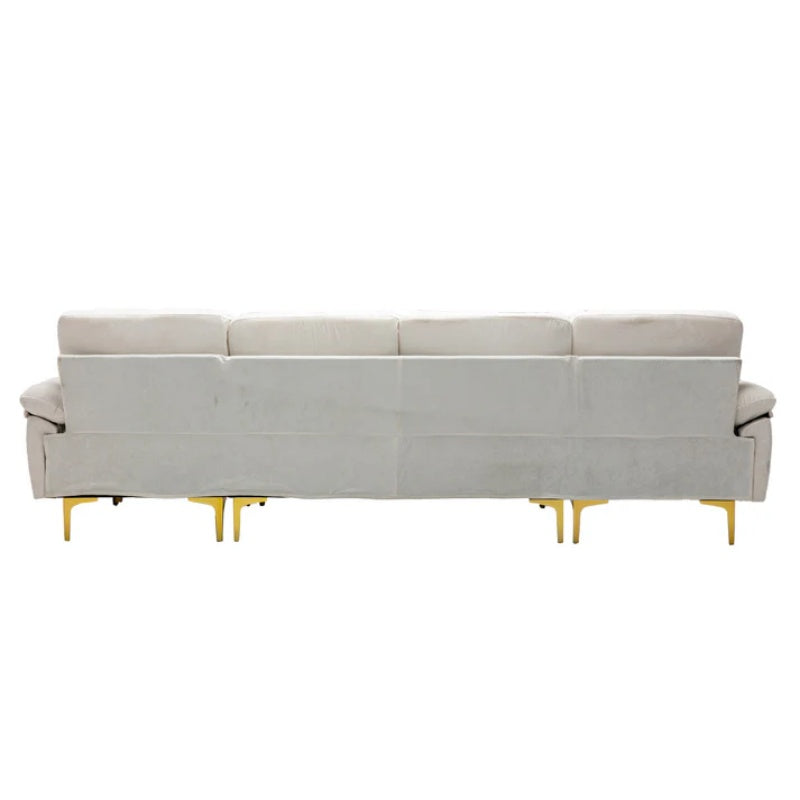 COOLMORE U-shape sectional sofa with Ottoman , Reversible Sofa Couch for Living Room,Spacious Furniture,Durable Couch Removable and machine washable cover (White Teddy)-海智集-Default-
