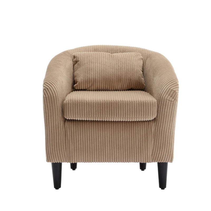 COOLMORE Living Room Accent Barrel Chair, Century Modern Style Decorative Chair, Armchair for Living Room with Thick Cushions and Pillows, Comfy Single Sofa Chair, Chair with Wooden Legs,Camel-海智集-Default-