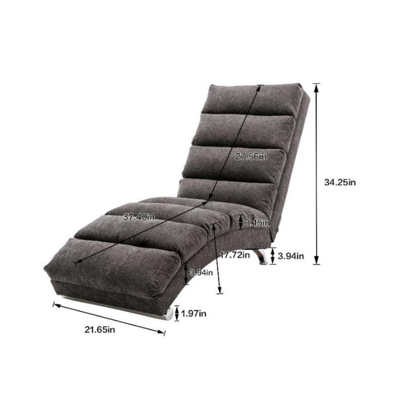 Ergonomic Linen Massage Chaise Lounge with Remote Control, Dark Gray, Electric Massage Lounger with 5 Modes-海智集-Default-