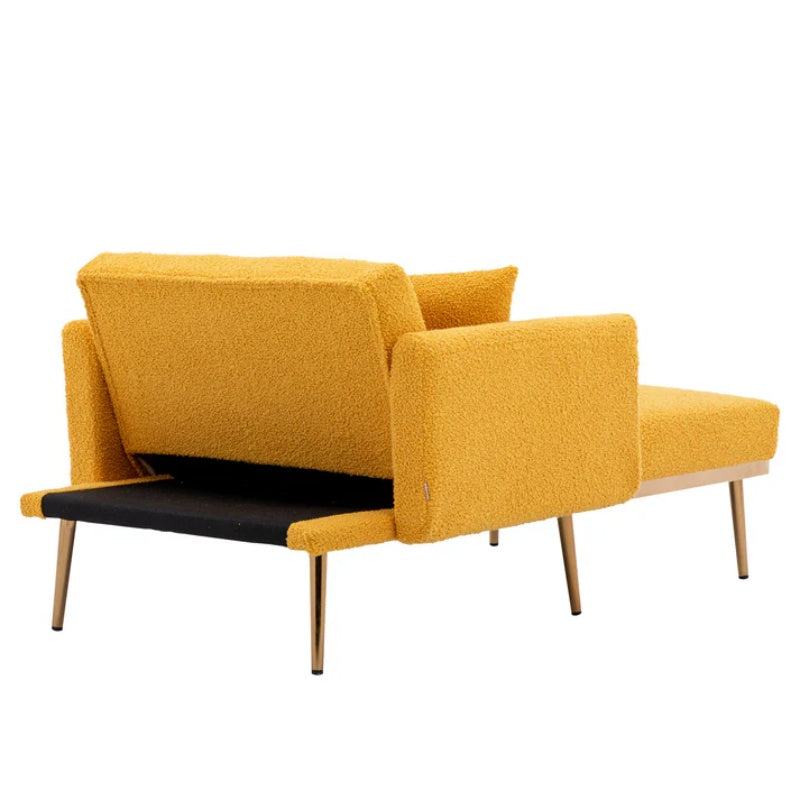 COOLMORE fashionable and classic style chaise lounge chair / accent chair for Living Room, bedroom (Mustard Teddy)-海智集-Default-