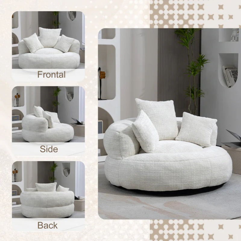 Lazy Sofa Durable Comfort Lounger High Back Bean Bag Chair Couch With Three Pillows for Adults and Kids, Indoor & Outdoor, Single Gaming Sofa Chair For Bedroom,Office (Beige Chenille)-海智集-Default-