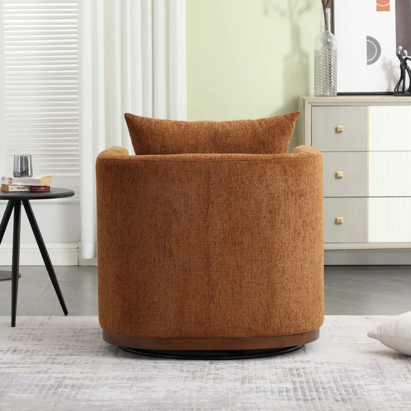 COOLMORE Swivel Barrel Chair, Comfy Round Accent Sofa Chair for Living Room, 360 Degree Swivel Barrel Club Chair, Leisure Arm Chair for Nursery, Hotel, Bedroom, Office, Lounge (Brown Chenille)-海智集-Default-
