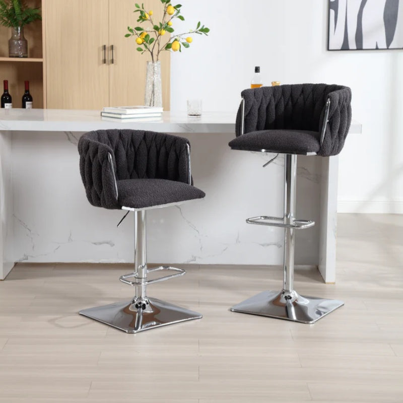 COOLMORE Vintage Bar Stools with Back and Footrest Counter Height Dining Chairs 2PC/SET-海智集-Default-