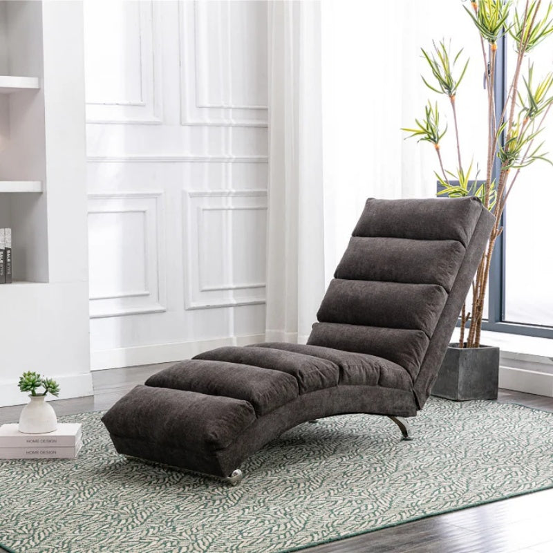 Ergonomic Linen Massage Chaise Lounge with Remote Control, Dark Gray, Electric Massage Lounger with 5 Modes-海智集-Default-