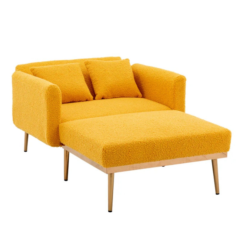 COOLMORE fashionable and classic style chaise lounge chair / accent chair for Living Room, bedroom (Mustard Teddy)-海智集-Default-