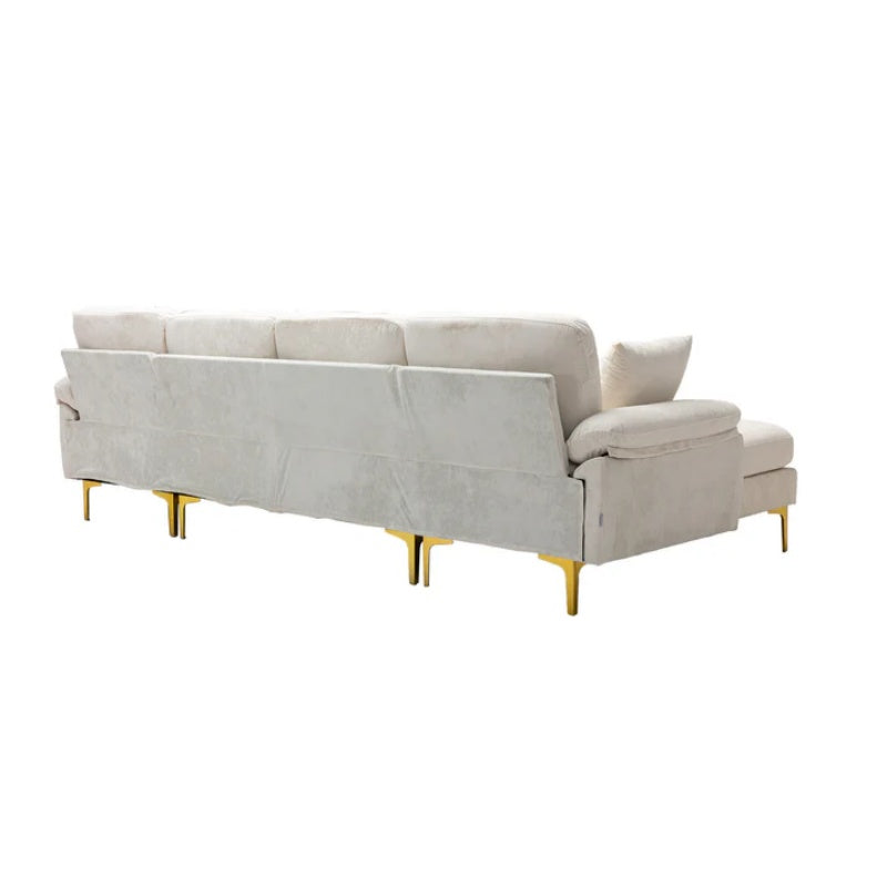 COOLMORE U-shape sectional sofa with Ottoman , Reversible Sofa Couch for Living Room,Spacious Furniture,Durable Couch Removable and machine washable cover (White Teddy)-海智集-Default-