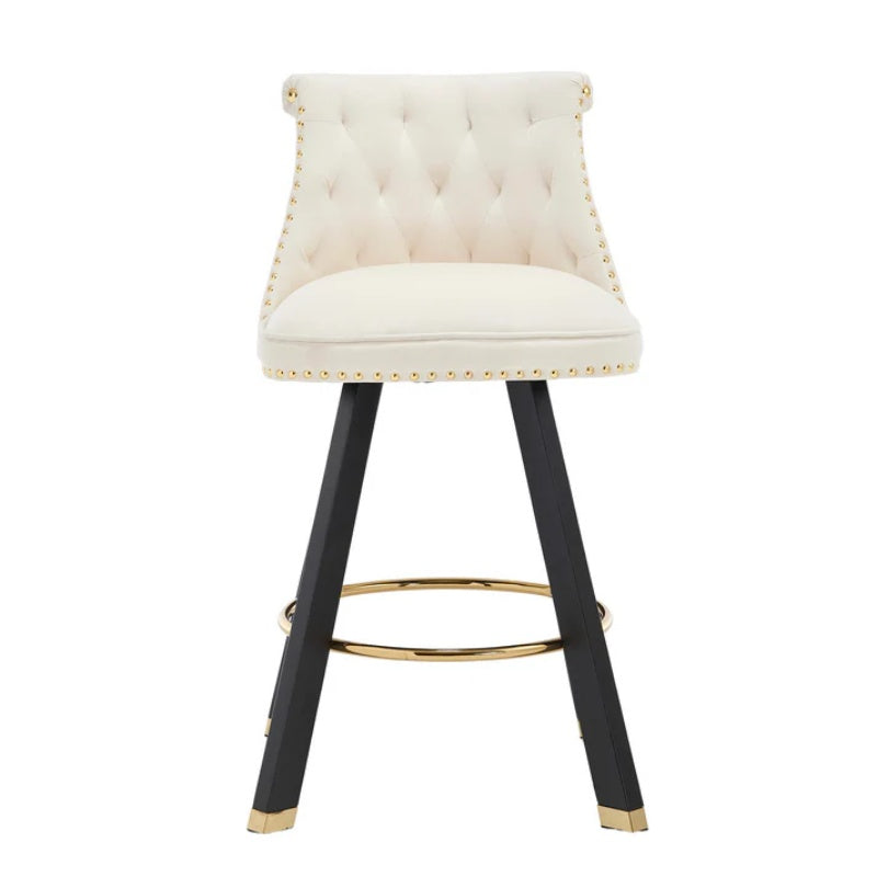 COOLMORE Set of 2,Back pull point design, velvet material, 360 degree rotation, back pull loop detachable design, rivet decoration, square foot wooden bar chair-海智集-Default-