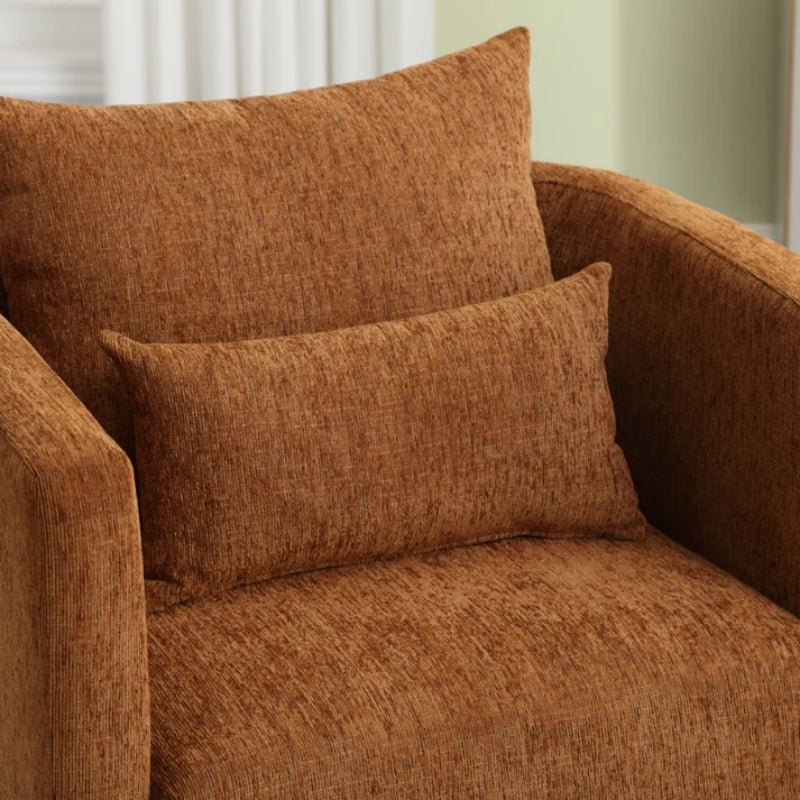 COOLMORE Swivel Barrel Chair, Comfy Round Accent Sofa Chair for Living Room, 360 Degree Swivel Barrel Club Chair, Leisure Arm Chair for Nursery, Hotel, Bedroom, Office, Lounge (Brown Chenille)-海智集-Default-