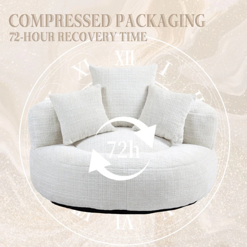 Lazy Sofa Durable Comfort Lounger High Back Bean Bag Chair Couch With Three Pillows for Adults and Kids, Indoor & Outdoor, Single Gaming Sofa Chair For Bedroom,Office (Beige Chenille)-海智集-Default-