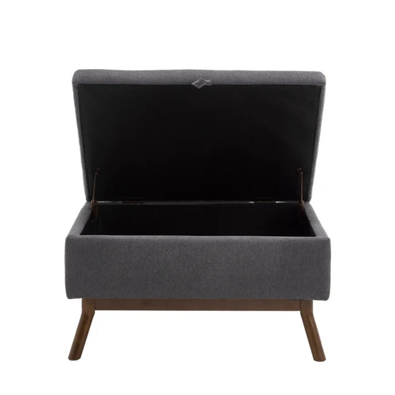 Mid-century modern square coffee table storage bench, assembled, suitable for living room, entryway and family room, used as a coffee table, stirrups, shoe bench-海智集-Default-
