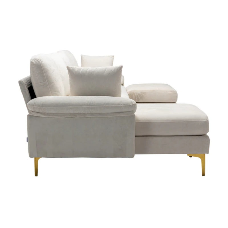 COOLMORE U-shape sectional sofa with Ottoman , Reversible Sofa Couch for Living Room,Spacious Furniture,Durable Couch Removable and machine washable cover (White Teddy)-海智集-Default-