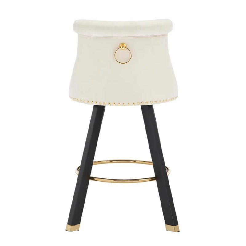 COOLMORE Set of 2,Back pull point design, velvet material, 360 degree rotation, back pull loop detachable design, rivet decoration, square foot wooden bar chair-海智集-Default-