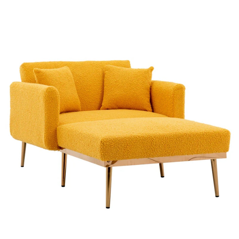 COOLMORE fashionable and classic style chaise lounge chair / accent chair for Living Room, bedroom (Mustard Teddy)-海智集-Default-