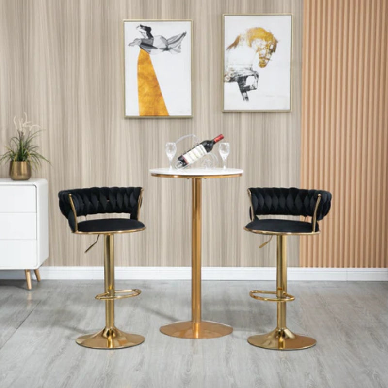 COOLMORE Swivel Bar Stools Set of 2 Adjustable Counter Height Chairs with Footrest for Kitchen, Dining Room 2PC/SET-海智集-Default-