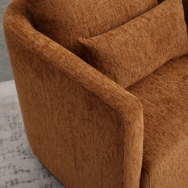 COOLMORE Swivel Barrel Chair, Comfy Round Accent Sofa Chair for Living Room, 360 Degree Swivel Barrel Club Chair, Leisure Arm Chair for Nursery, Hotel, Bedroom, Office, Lounge (Brown Chenille)-海智集-Default-
