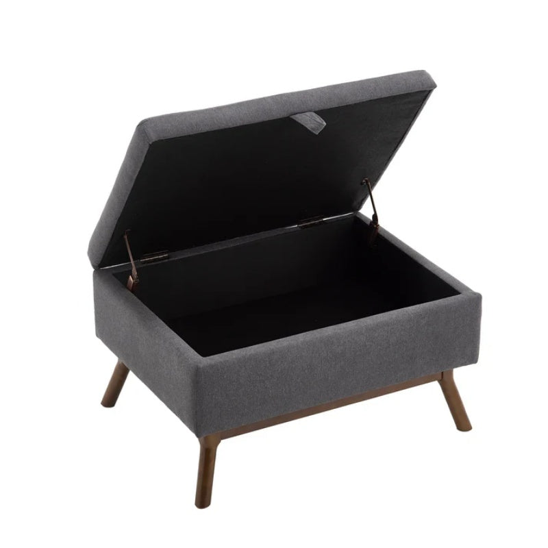 Mid-century modern square coffee table storage bench, assembled, suitable for living room, entryway and family room, used as a coffee table, stirrups, shoe bench-海智集-Default-