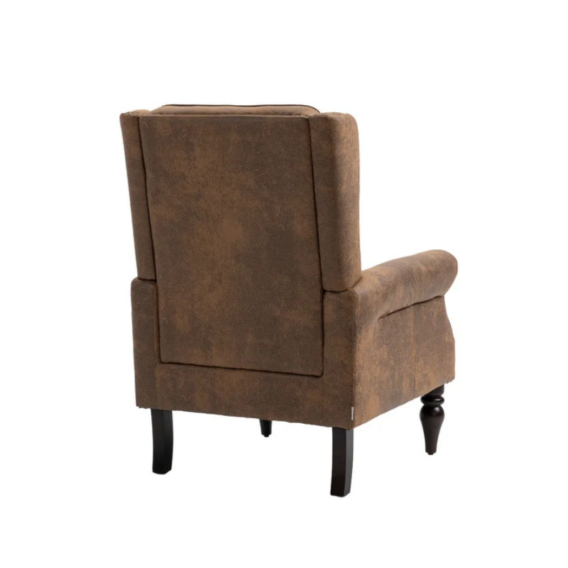 Modern Coffee Wood Frame Armchair with Sturdy Wood Legs and Microsuede Upholstery for Living Room-海智集-Default-