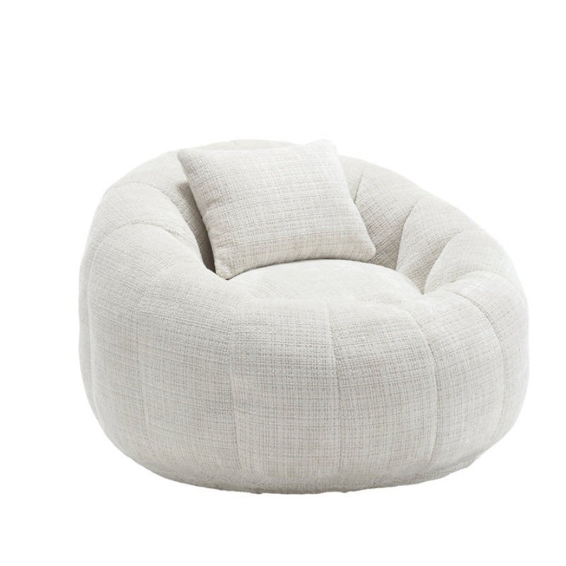 COOLMORE Modern Extra Large Round Bean Bag Chair with Footrest for Living Room, Chenille Fabric Lazy Sofa with Pillow for Adults, Teenagers,Child, Suitable for Bedroom, Dormitory, Study Room-海智集-Default-