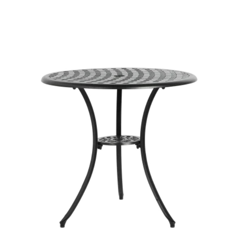 3 Piece Patio Bistro Set Cast Aluminum Bistro Table and Chairs Set of 2 with Umbrella Hole,All Weather Metal Bistro Table Set,Outdoor Patio Furniture Set for Garden Black-海智集-Default-