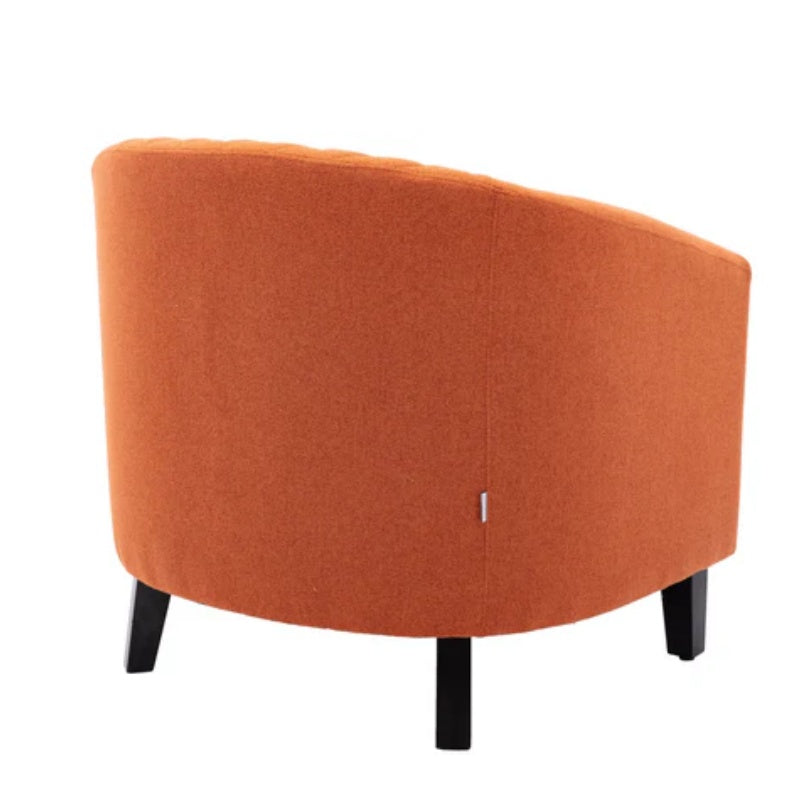 COOLMORE Barrel Chairs with Soft Padded Armrest, Club Chairs with nailheads and solid wood legs for Living Room Bedroom Waiting Room (Orange Linen)-海智集-Default-