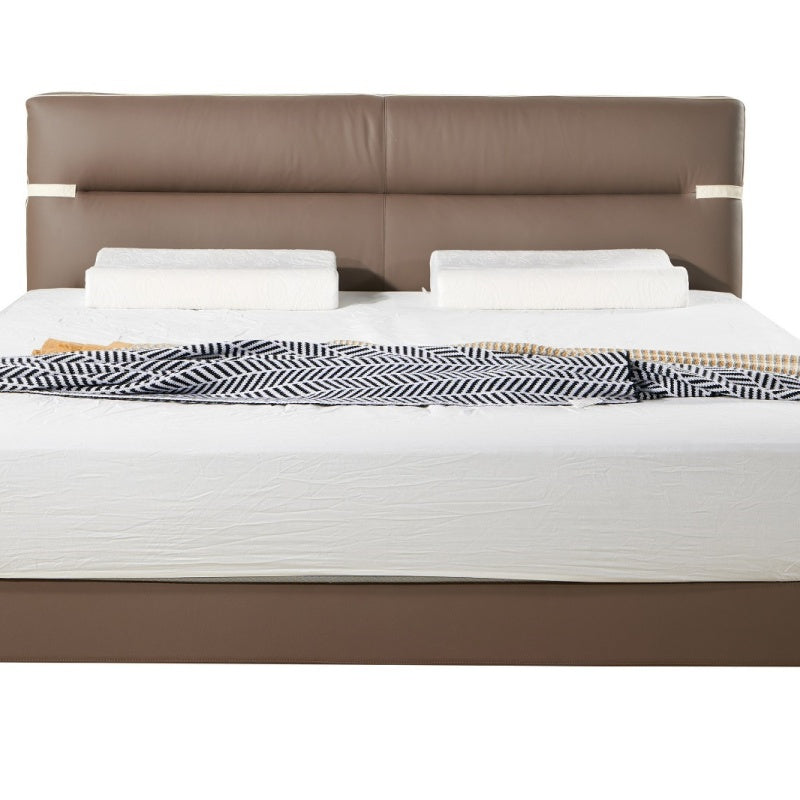 Jin Xuan Series Genuine Leather Bed, Modern and simple Italian light Luxury High-end solid Wood Soft Package XF-05 # (Including bed board but excluding bedside table)-海智集-