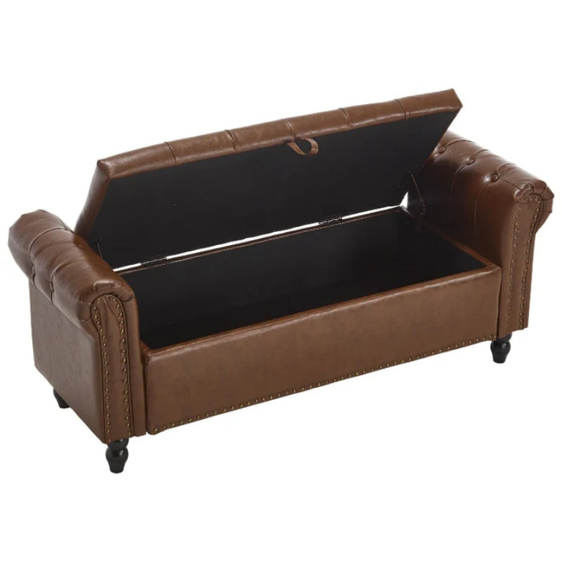 Coolmore Storage Ottoman 55.12 Inches Upholstered Fabric Storage Ottoman Bench,Button Tufted Ottoman with Storage for Living Room,Bedroom End of Bed Bench Withstands 275lbs-海智集-Default-