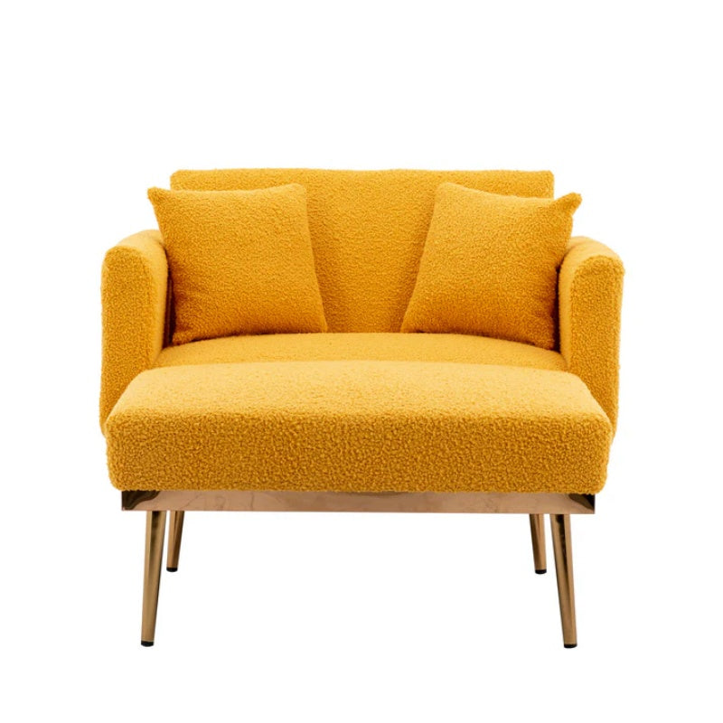 COOLMORE fashionable and classic style chaise lounge chair / accent chair for Living Room, bedroom (Mustard Teddy)-海智集-Default-
