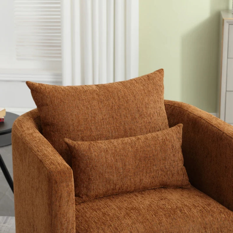 COOLMORE Swivel Barrel Chair, Comfy Round Accent Sofa Chair for Living Room, 360 Degree Swivel Barrel Club Chair, Leisure Arm Chair for Nursery, Hotel, Bedroom, Office, Lounge (Brown Chenille)-海智集-Default-