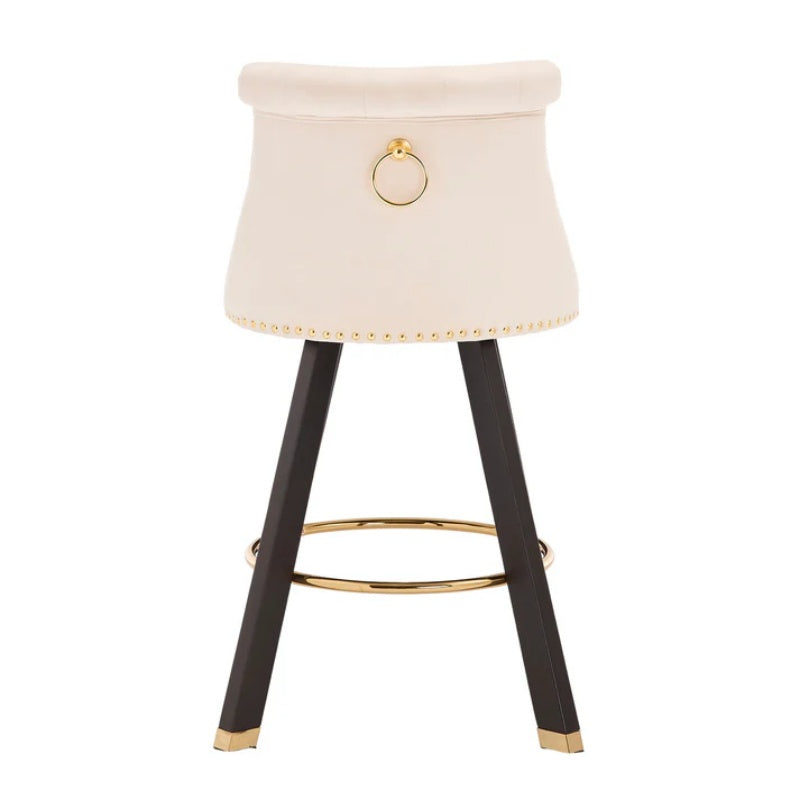 COOLMORE Set of 2,Back pull point design, velvet material, 360 degree rotation, back pull loop detachable design, rivet decoration, square foot wooden bar chair-海智集-Default-