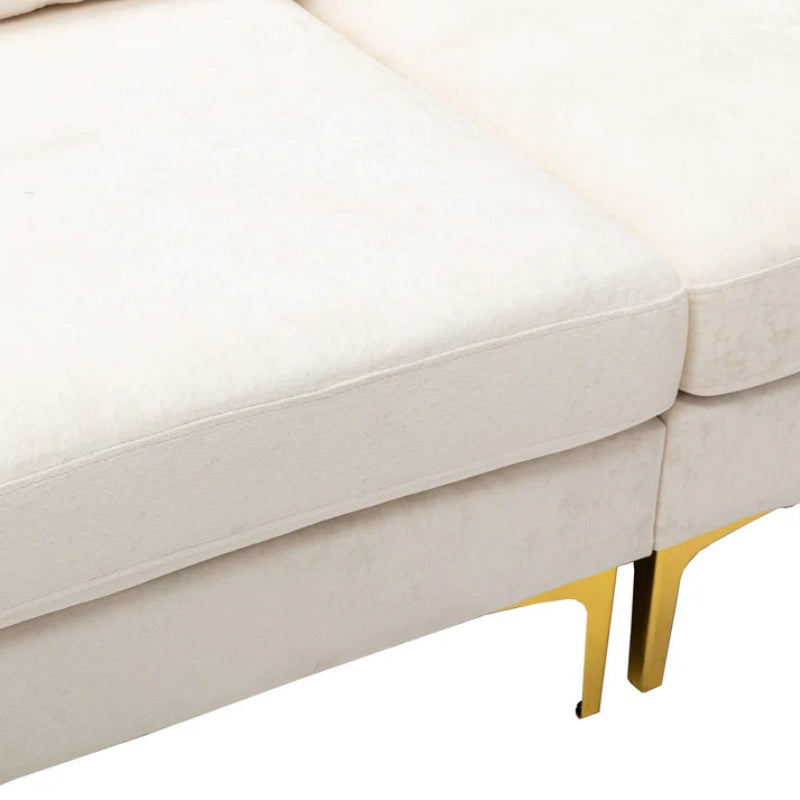 COOLMORE U-shape sectional sofa with Ottoman , Reversible Sofa Couch for Living Room,Spacious Furniture,Durable Couch Removable and machine washable cover (White Teddy)-海智集-Default-