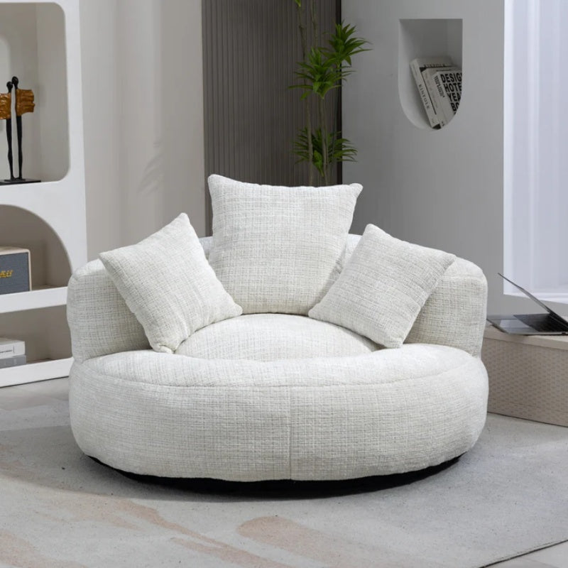 Lazy Sofa Durable Comfort Lounger High Back Bean Bag Chair Couch With Three Pillows for Adults and Kids, Indoor & Outdoor, Single Gaming Sofa Chair For Bedroom,Office (Beige Chenille)-海智集-Default-
