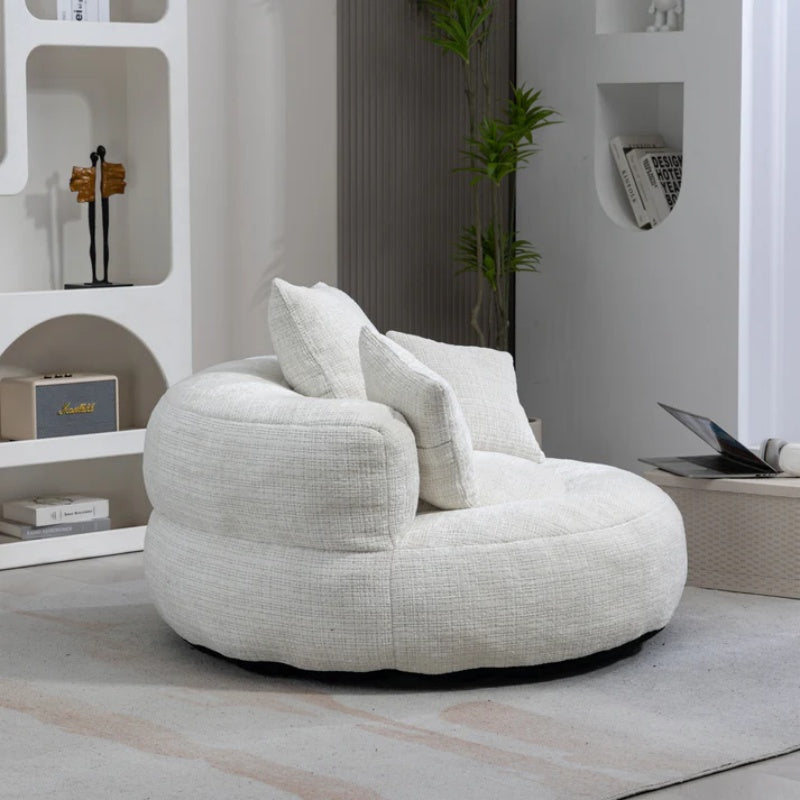 Lazy Sofa Durable Comfort Lounger High Back Bean Bag Chair Couch With Three Pillows for Adults and Kids, Indoor & Outdoor, Single Gaming Sofa Chair For Bedroom,Office (Beige Chenille)-海智集-Default-