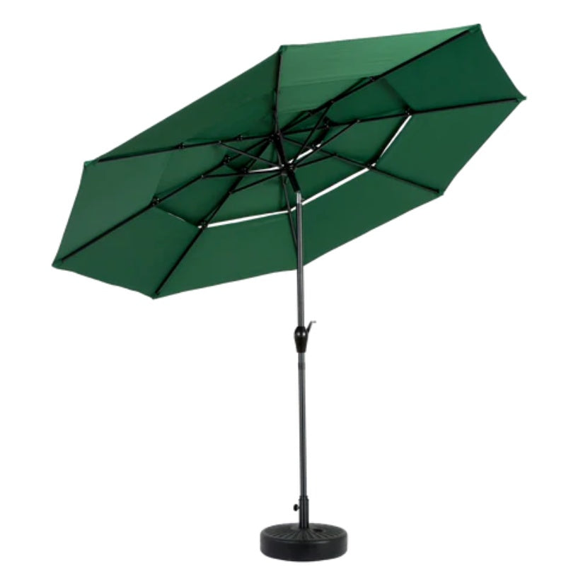 9ft 3 Tier Auto-tilt Umbrella ,Outdoor Patio Umbrella - Market Table Pool Deck Umbrella (Base Not Included) - ( Dark green )-海智集-Default-
