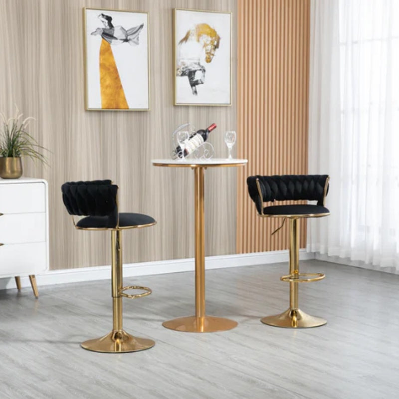 COOLMORE Swivel Bar Stools Set of 2 Adjustable Counter Height Chairs with Footrest for Kitchen, Dining Room 2PC/SET-海智集-Default-