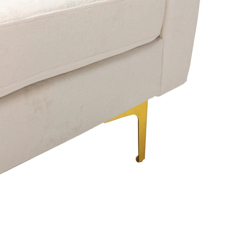 COOLMORE U-shape sectional sofa with Ottoman , Reversible Sofa Couch for Living Room,Spacious Furniture,Durable Couch Removable and machine washable cover (White Teddy)-海智集-Default-