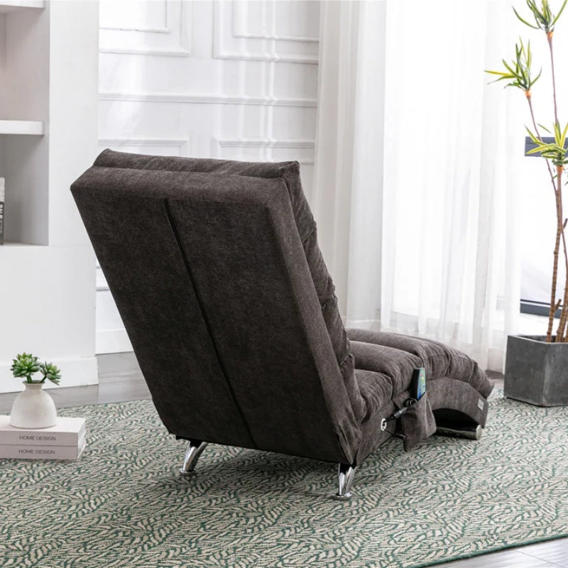 Ergonomic Linen Massage Chaise Lounge with Remote Control, Dark Gray, Electric Massage Lounger with 5 Modes-海智集-Default-