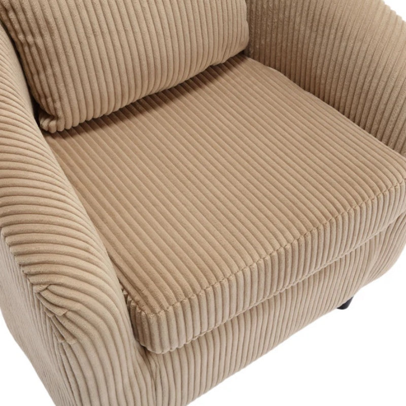 COOLMORE Living Room Accent Barrel Chair, Century Modern Style Decorative Chair, Armchair for Living Room with Thick Cushions and Pillows, Comfy Single Sofa Chair, Chair with Wooden Legs,Camel-海智集-Default-