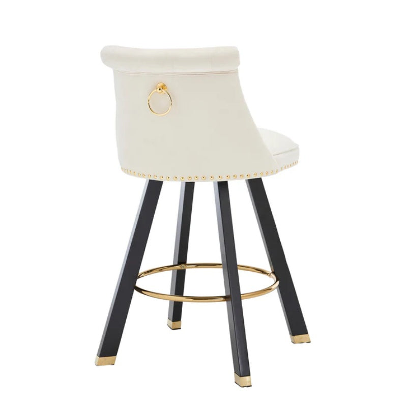 COOLMORE Set of 2,Back pull point design, velvet material, 360 degree rotation, back pull loop detachable design, rivet decoration, square foot wooden bar chair-海智集-Default-