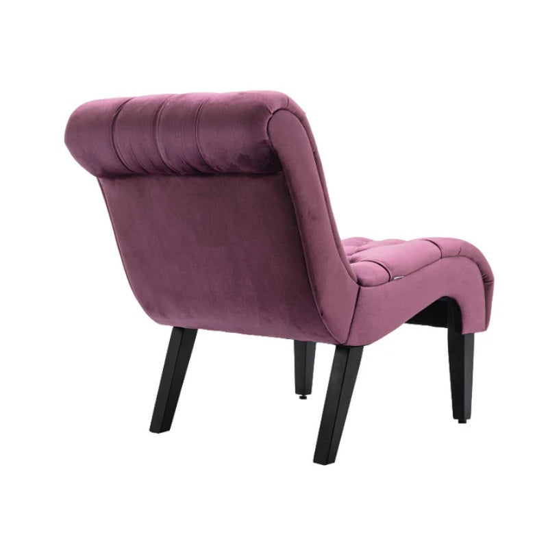 COOLMORE Modern Velvet Armless Accent Living Room Chair / Leisure Chair,Upholstered Fabric Button Comfortable Chair with Wooden Legs for Bedroom, Living Room, Office (Purple Velvet)-海智集-Default-