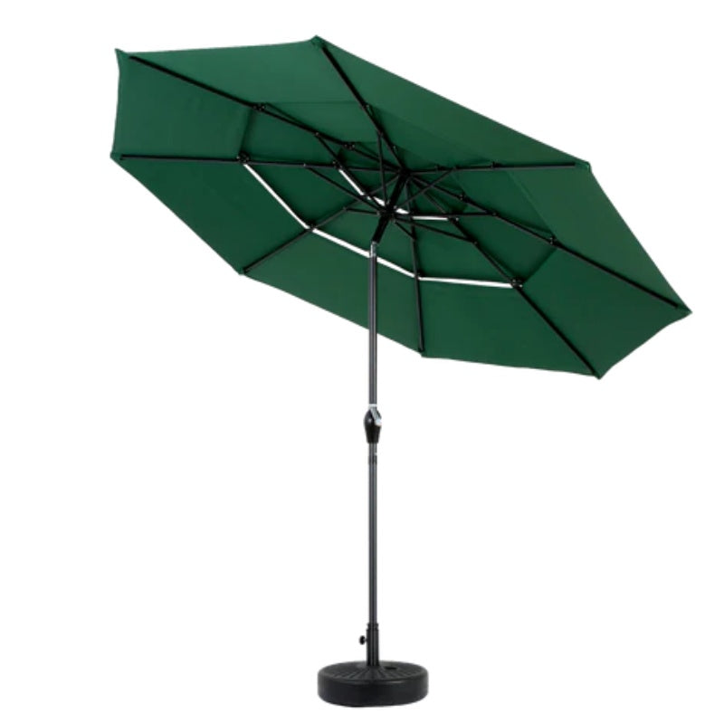 9ft 3 Tier Auto-tilt Umbrella ,Outdoor Patio Umbrella - Market Table Pool Deck Umbrella (Base Not Included) - ( Dark green )-海智集-Default-