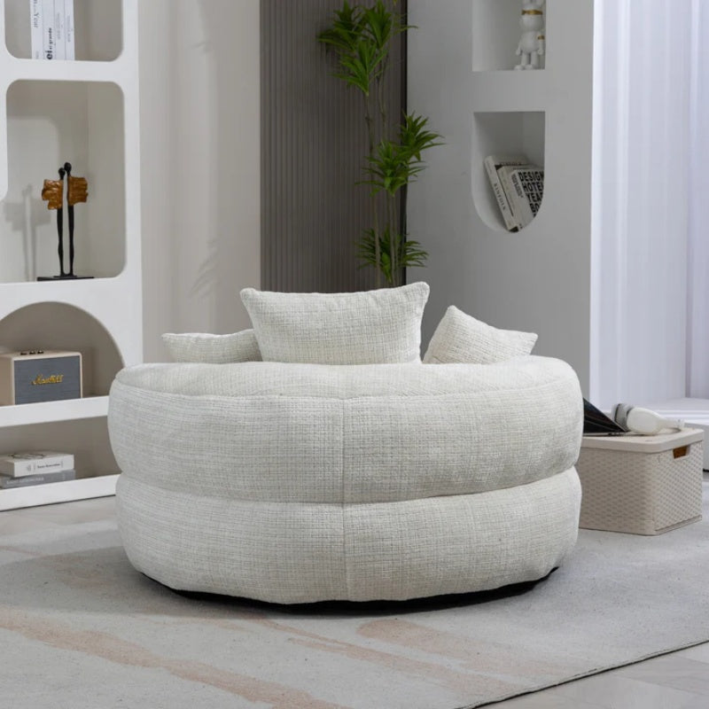 Lazy Sofa Durable Comfort Lounger High Back Bean Bag Chair Couch With Three Pillows for Adults and Kids, Indoor & Outdoor, Single Gaming Sofa Chair For Bedroom,Office (Beige Chenille)-海智集-Default-