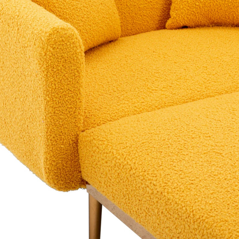 COOLMORE fashionable and classic style chaise lounge chair / accent chair for Living Room, bedroom (Mustard Teddy)-海智集-Default-